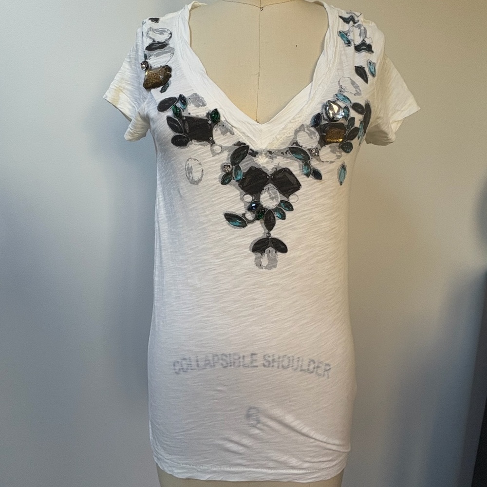 J. Crew- 2000s Embellished Tee